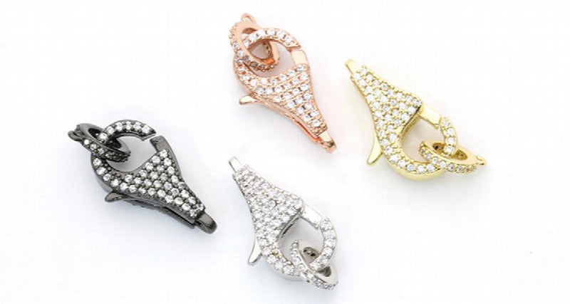 5PCS CZ Micro Pave Lobster Clasp Pendant