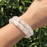 Natural Rock Quartz Bracelet Cylinder Column Shape Beads Crystal Healing Stone