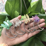 Quartz Point Brass Hair Clip Pins, Raw Crystal Moon Barrette