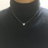 925 Silver Crystal Snowflake Necklace Zircon Choker Christmas Jewelry