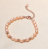 Pink Gray Freshwater Pearl Bracelet 5-6mm Fine Jewelry Lady Girl Gift
