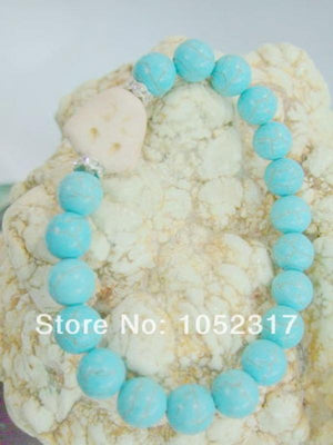 10mm Howlite Bead Buddha Head Bracelet with Rhinestone