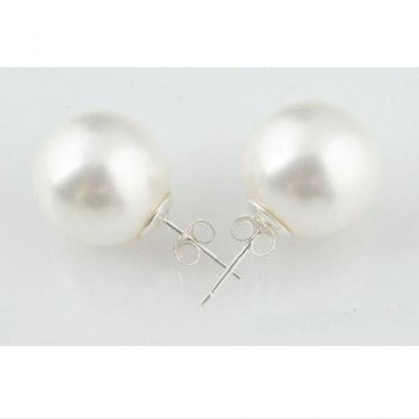 Sea Shell Pearl Stud Earrings S925 Sterling Silver Fine Jewelry