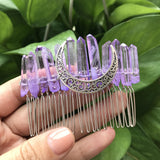 Quartz Point Wire Wrap Hair Combs, Crystal Tiara Jewelry