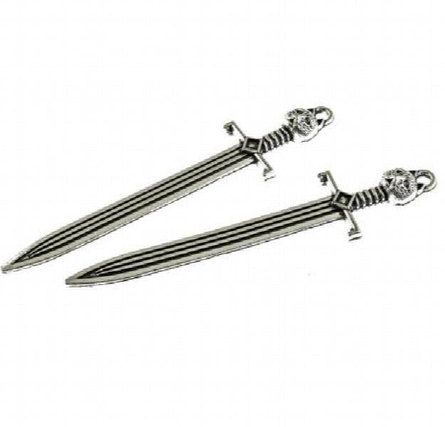 Vintage Cat Head Sword Charm Pendant Steampunk Jewelry Making Findings 65*14mm