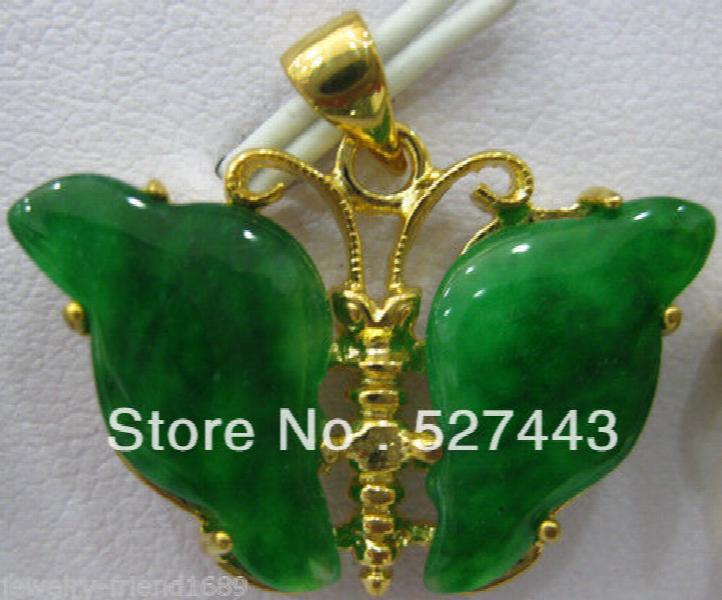 Green Crystal Butterfly Pendant Necklace
