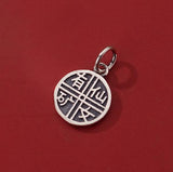 Vintage S925 Sterling Silver Round Cards Pendant Charms DIY Fine Accessories