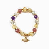 Moonstone Rutilated Quartz Crystal Bracelet 14K Plated Jewelry