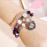 Natural Stone Crystal Beads Bracelet With Lucky Lock Accessory