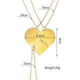 Sifisrri 3PCS Engrave Name Date Heart Puzzle Pendant Necklace