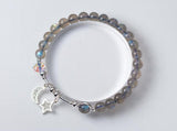 Real 925 Sterling Silver MoonSTONE Moon & Star Charms Bracelet