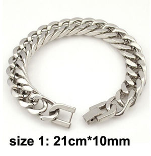 Men Bracelet Silver Stainless Steel Bangle Male Accessory Hip Hop Party Rock