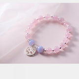 S925 Sterling Silver Sweet Pink Strawberry Crystal Beads Bracelet