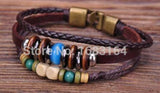 G72 Hemp Leather Bracelet with Wood Beads