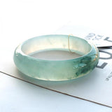 Zheru Jewelry Natural Burmese Jade 54-64mm Ice Light Two-Tone Bracelet