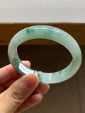 Zheru Jewelry Natural Burmese Jade Light Green Bangle