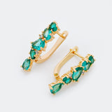 Cyan Natural Zircon 585 Rose Long Dangle Earrings