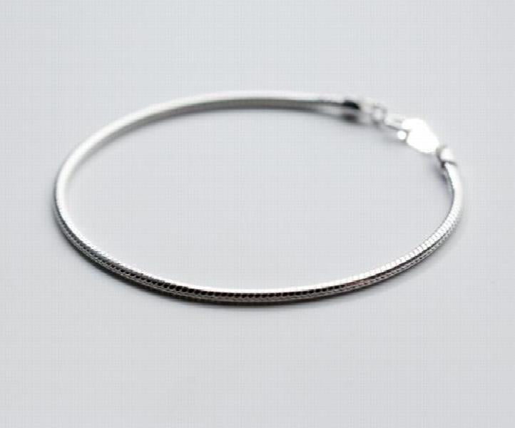 2MM 100% Real 925 Sterling Silver Fine Jewelry SnakeBone Chain Bracelet