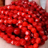 Faceted Tourmaline Coral Agates Beads Natural Stone Bead 15''