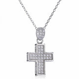 925 Sterling Silver Cross Pendant Necklace Full CZ Women Japan S925 Jewelry