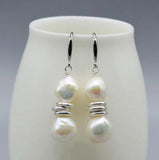Baroque Pearl Dangle Earrings Natural Freshwater Silver Ring Accessory