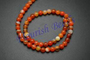 Orange Banded Agate Round Beads 5 strands 6mm 8mm 10mm