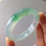 Zheru Jewelry Natural Burmese Jadeite Two-Color Bracelet 54-64mm