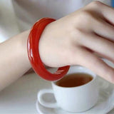 Zheru Jewelry Natural Agate Red Bracelet 54-64mm