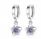 925 Silver Purple Gem Stone Zircon Crystal Diamond Earrings