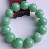 Jadeite Light Green Round Bead Bracelet Men Women's Gift