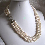 Freshwater Pearl & Green Jade Necklace 17-19" Elegant Jewelry