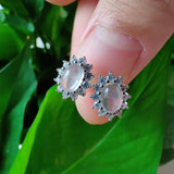 Agate Gemstone Stud Earrings 925 Silver Weeding Jewelry