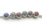 10pcs Silver Plated Big Hole Rhinestone Heart Charms for Bracelet DIY