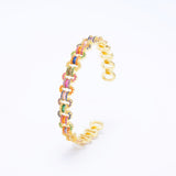 Leopard Animal Head Hollow Out Bracelet with Pave Zircon Chain