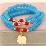 Ethnic Elephant Pendant Red Beads Bracelet Women Accessories Wholesale