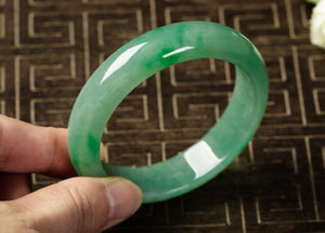 Natural Burmese Jade Light Green 54-64mm Bracelet Princess Jewelry Gift