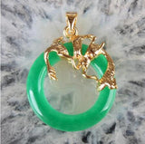 Green Jades Stone Carved Dragon Pendant Necklace