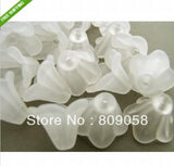 200pcs Lily Flower Frosted Acrylic Beads 14mmx10mm