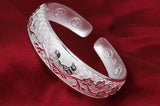 S925 Silver Bird Flower Twig Bracelet Bangle for Women Girl Lady