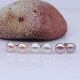Pink Lavender Freshwater Pearl Stud Earrings S925 Silver Fine Women Gift