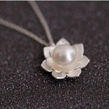 925 Silver Flower Shell Pearl Necklace Pendant Gift