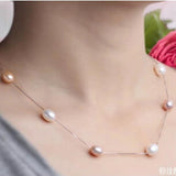 Pearl Necklace 925 Sterling Silver Choker Pendant Jewelry Gift