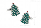 Sunnylink Green Christmas Tree Cufflinks for Shirt