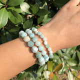 Fengbaowu Amazonite Bracelet Diamond Shape Faceted Beads Crystal Healing Stone