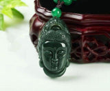Smiling Buddha Copper Hetian Jade Pendant Green Necklace Pendants