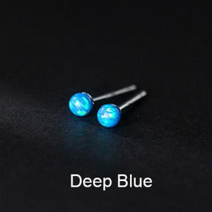 925 Silver Opal Bead Stud Earrings - Classic Fine Jewelry