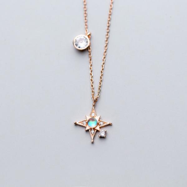 S925 Sterling Silver Zircon Rose Pendant Women's Jewelry