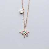 S925 Sterling Silver Zircon Rose Pendant Women's Jewelry