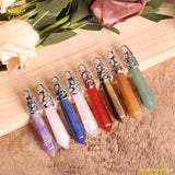 5pcs High Grade Amethyst Tiger Eye Stone Column Pendant for Necklace