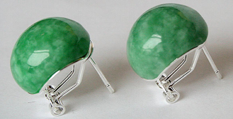 925 Silver Green jade Stud Earrings